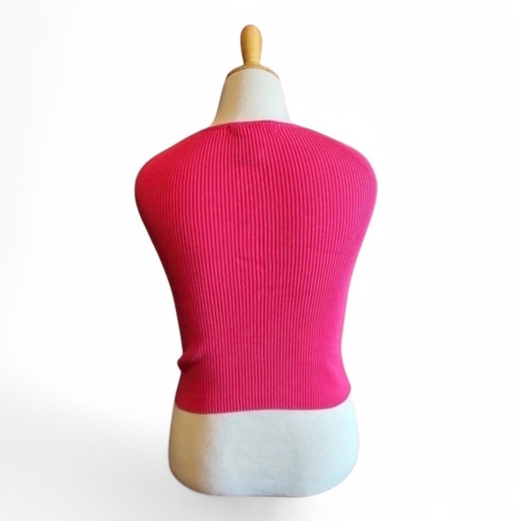 Vintage y2k No Boundaries Women's Medium Rib Knit Tank Top Pink Barbiecore - Picture 3 of 5